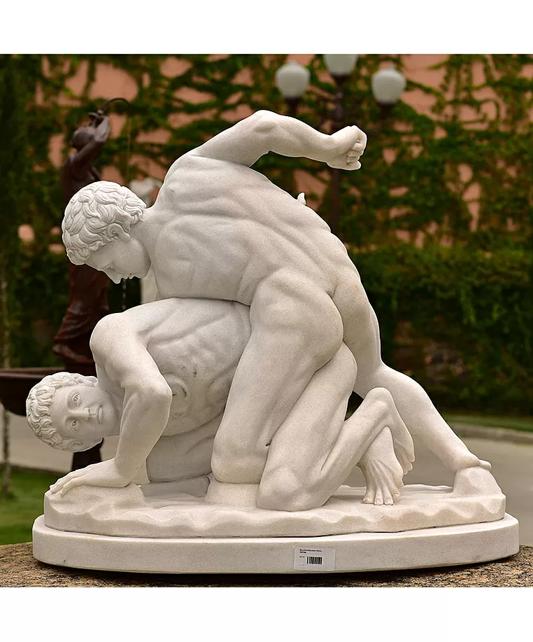 imagem de  Escultura Pancrácio em Mármore 100cm - EMP488 Força e Elegância Clássica