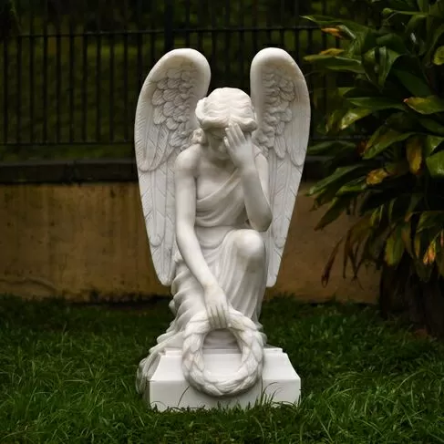 imagem de Anjo da Memória Eterna Mármore Branco 160cm - IMP367