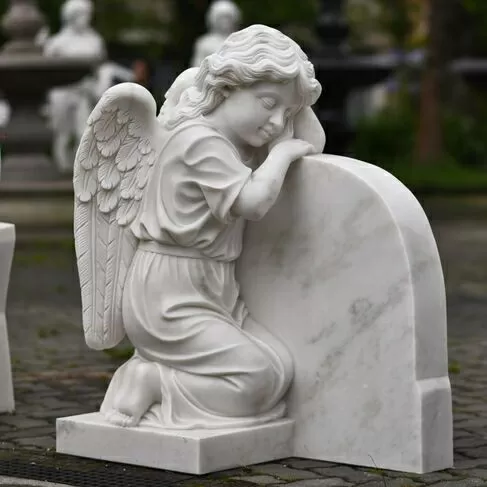 imagem de Anjo da Saudade Mármore Branco 100cm - IMP362