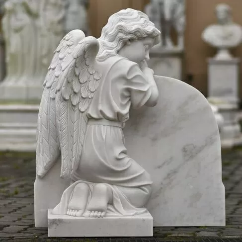 imagem de Anjo da Saudade Mármore Branco 100cm - IMP362