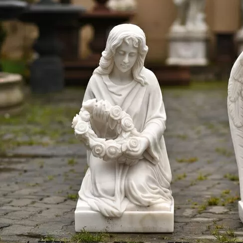 imagem de Anjo das Rosas Mármore Branco 80cm - IMP368