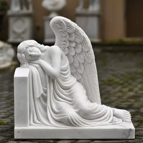 imagem de Anjo do Silêncio Mármore Branco 80cm - IMP361