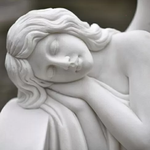 imagem de Anjo do Silêncio Mármore Branco 80cm - IMP361