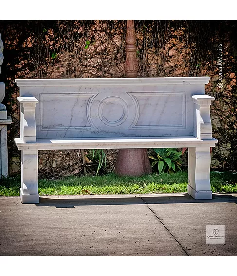 imagem de Banco Verona em Mármore Branco 140cm VRMP372 Sofisticação Quinta DellArte