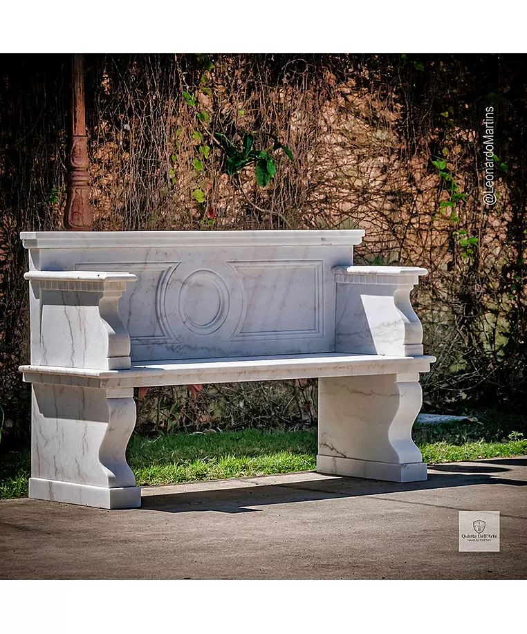 imagem de Banco Verona em Mármore Branco 140cm VRMP372 Sofisticação Quinta DellArte