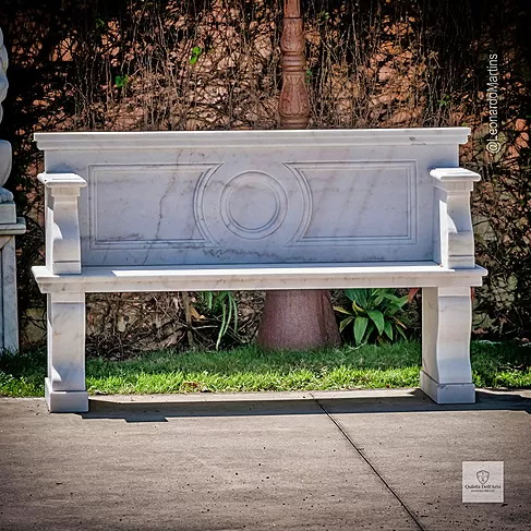 imagem de Banco Verona em Mármore Branco 140cm VRMP372 Sofisticação Quinta DellArte