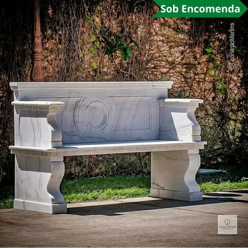imagem de Banco Verona em Mármore Branco 140cm VRMP372 Sofisticação Quinta DellArte