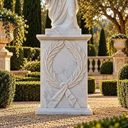 imagem de Base em Mármore Branco 100cm VRMP340 Elegância e Sustentação