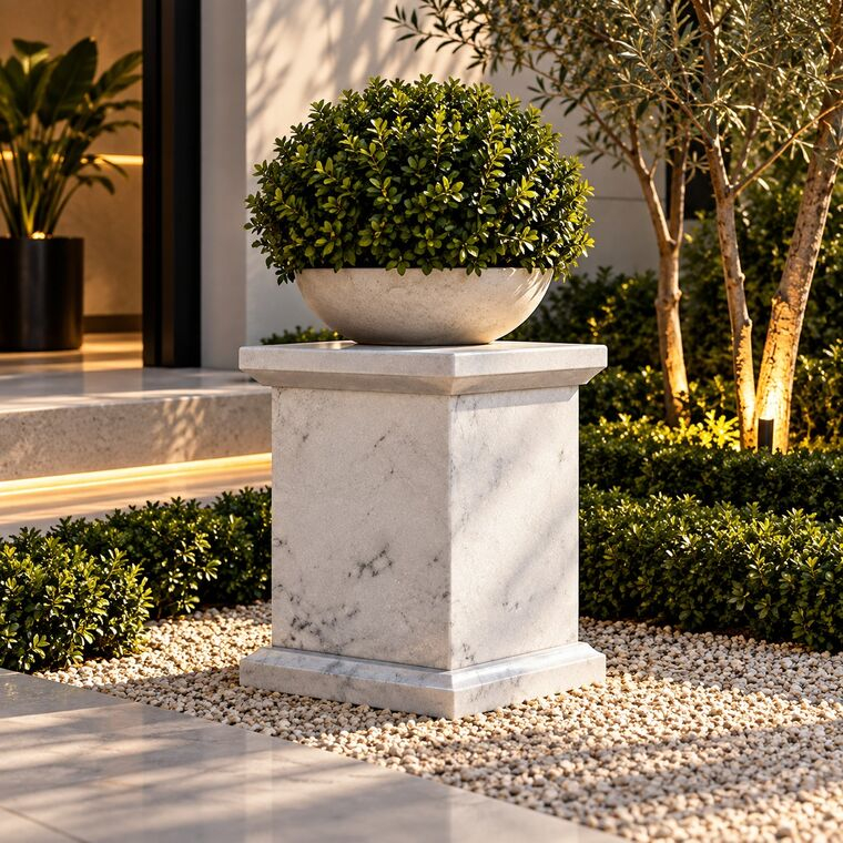 imagem do produto Base em M�rmore Branco 40cm VRMP293 Para Esculturas e Jardins Luxuosos