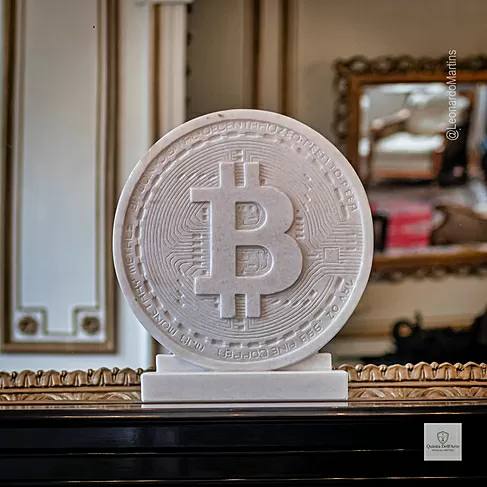 imagem de Brasão Bitcoin em Mármore 50cm VRMP362 Exclusividade e Modernidade