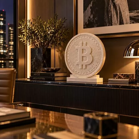 imagem de Brasão Bitcoin em Mármore 50cm VRMP362 Exclusividade e Modernidade