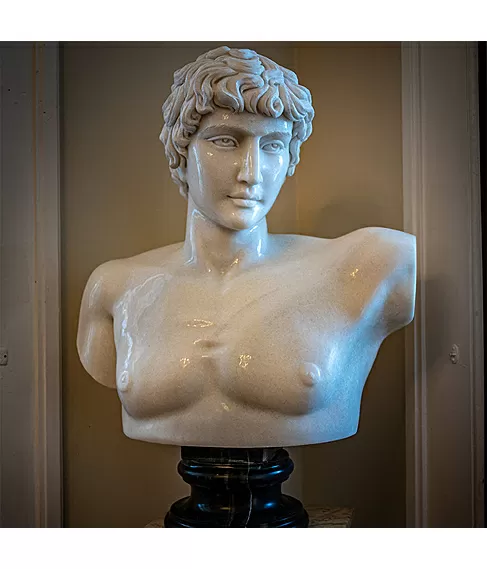 imagem de Busto Antínoo Mármore Branco 80cm - BMP023