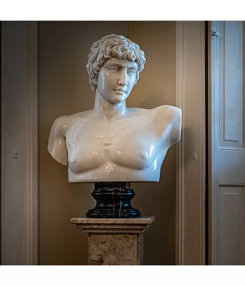 imagem de Busto Antínoo Mármore Branco 80cm BMP023 Escultura Clássica e Sofisticada