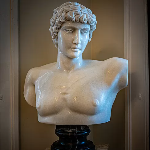 imagem de Busto Antínoo Mármore Branco 80cm BMP023 Escultura Clássica e Sofisticada