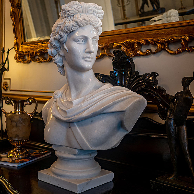 imagem do produto Busto Apollo Belvedere M�rmore Branco 80cm BMP028 Escultura Cl�ssica Sofisticada