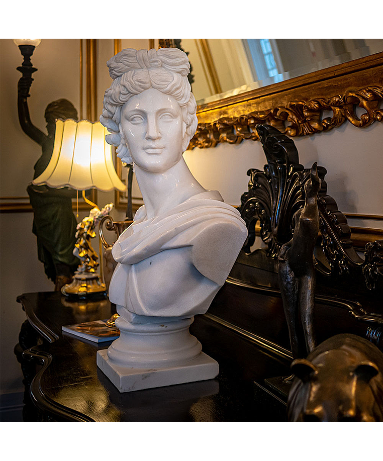 imagem do produto Busto Apollo Belvedere M�rmore Branco 80cm - BMP028