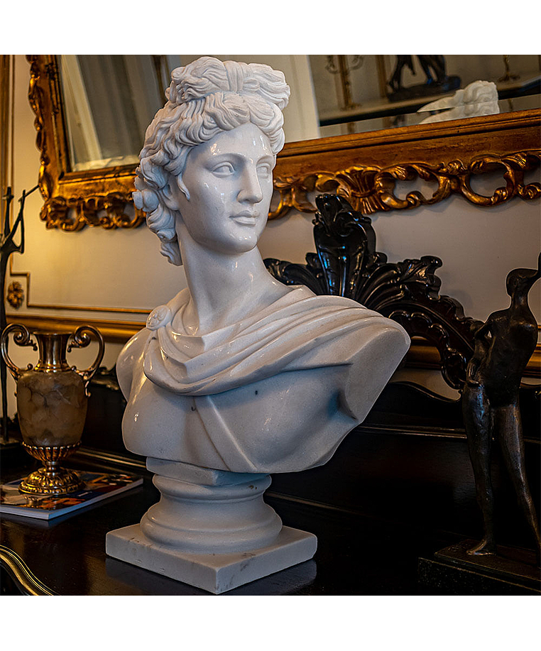 imagem do produto Busto Apollo Belvedere M�rmore Branco 80cm - BMP028