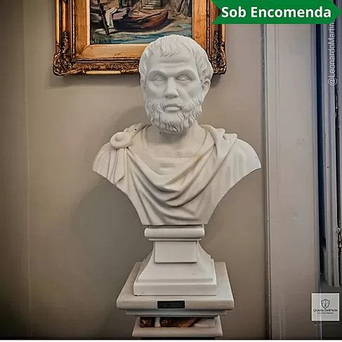 imagem de Busto Aristóteles em Mármore Branco 70cm BMP052 Sabedoria e Tradição