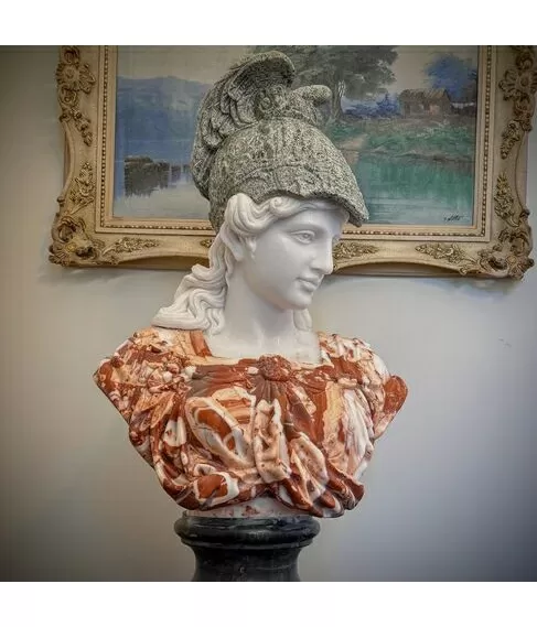 imagem de Busto Atena em Mármore 83cm BMP029 Sabedoria e Poder Clássico