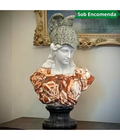 imagem de Busto Atena em Mármore 83cm BMP029 Sabedoria e Poder Clássico
