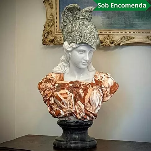 imagem de Busto Atena em Mármore 83cm BMP029 Sabedoria e Poder Clássico