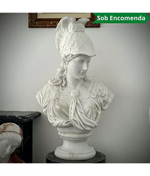 imagem de Busto Atena em Mármore Branco 83cm BMP075 Clássica 