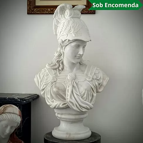 imagem de Busto Atena em Mármore Branco 83cm BMP075 Clássica 