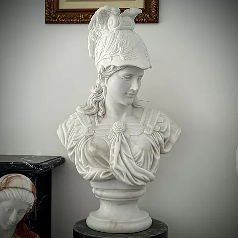 imagem de Busto Atena em Mármore Branco 83cm BMP075 Clássica 