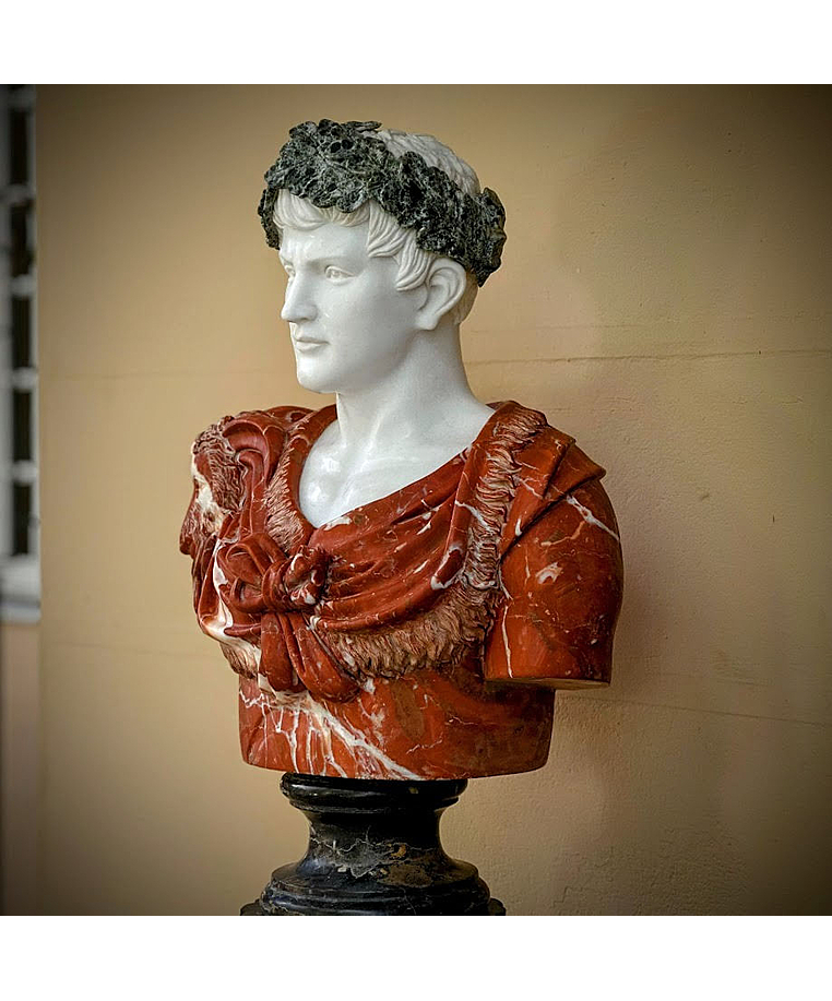 imagem do produto Busto Caio J�lio C�sar com Coroa em M�rmore 80cm BMP037C Poder e Hist�ria