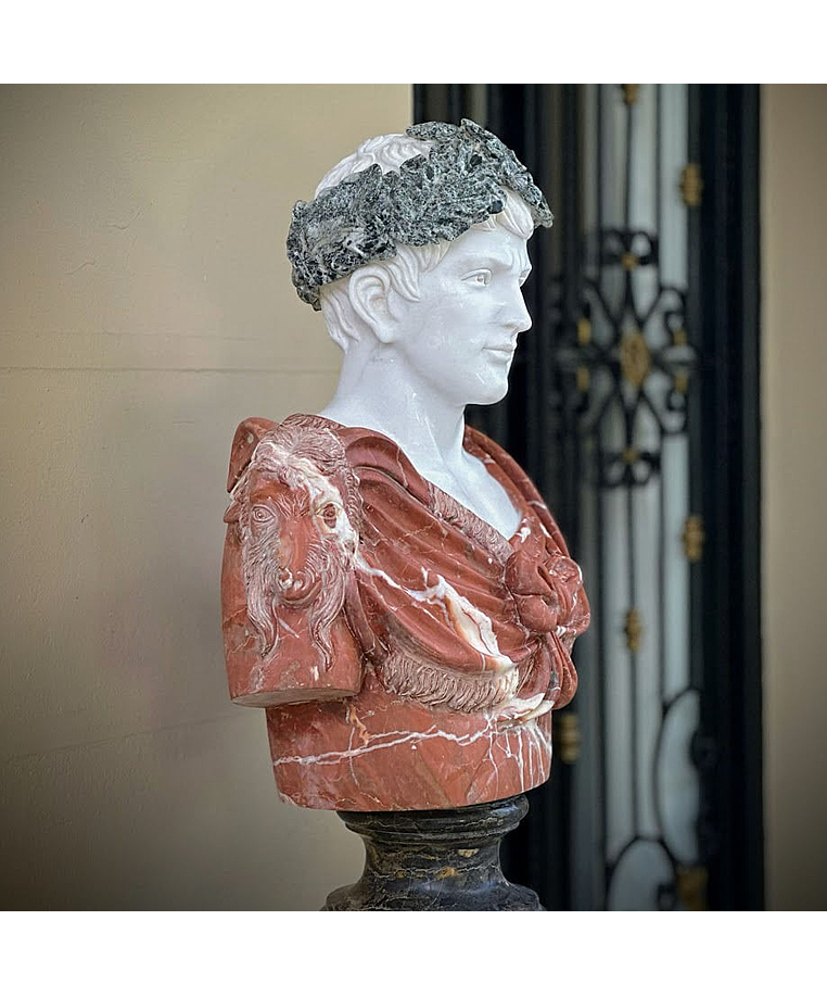 imagem do produto Busto Caio J�lio C�sar com Coroa em M�rmore 80cm BMP037C Poder e Hist�ria