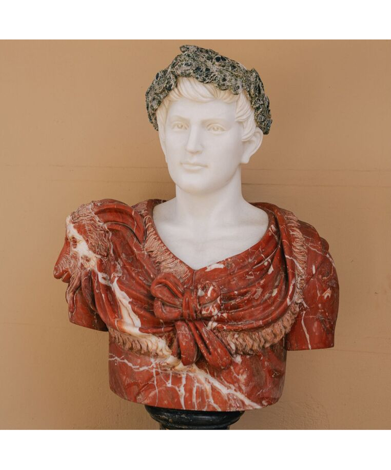 imagem do produto Busto Caio J�lio C�sar com Coroa em M�rmore 80cm BMP037C Poder e Hist�ria