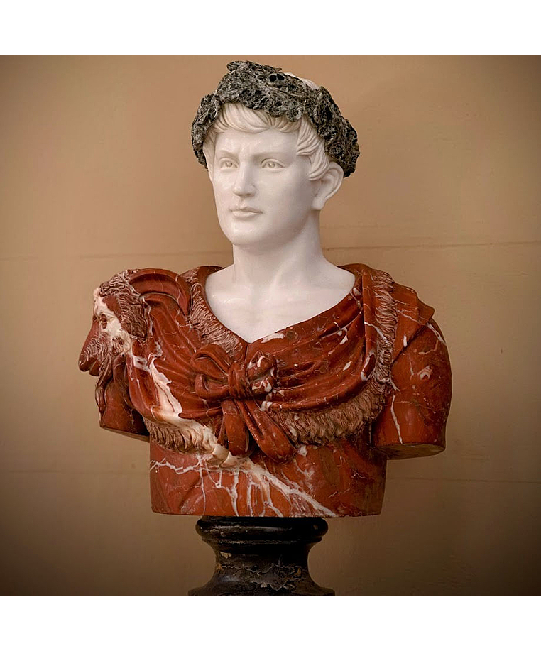 imagem do produto Busto Caio J�lio C�sar com Coroa em M�rmore 80cm BMP037C Poder e Hist�ria