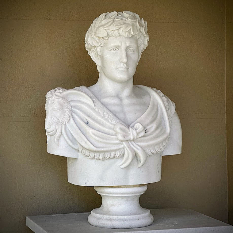 imagem do produto Busto Caio J�lio C�sar com Coroa M�rmore Branco 80cm BMP03