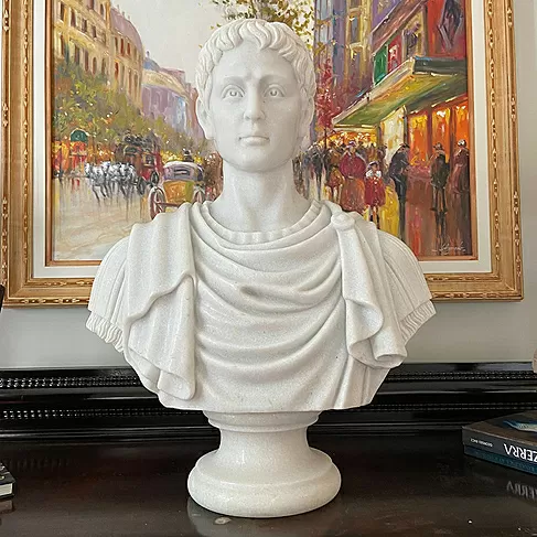 imagem de Busto Caio Júlio César em Mármore 80cm BMP035 Escultura Clássica e Imponente
