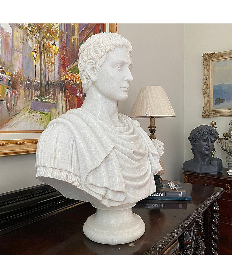 imagem do produto Busto Caio J�lio C�sar em M�rmore 80cm BMP035 Escultura Cl�ssica e Imponente