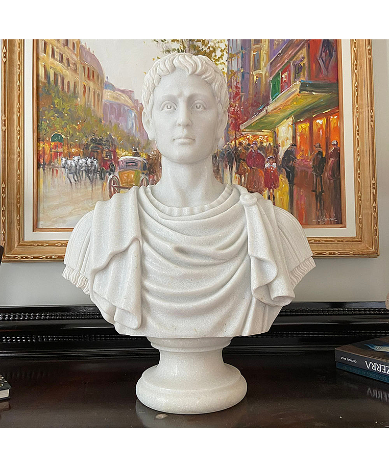 imagem do produto Busto Caio J�lio C�sar em M�rmore 80cm BMP035 Escultura Cl�ssica e Imponente