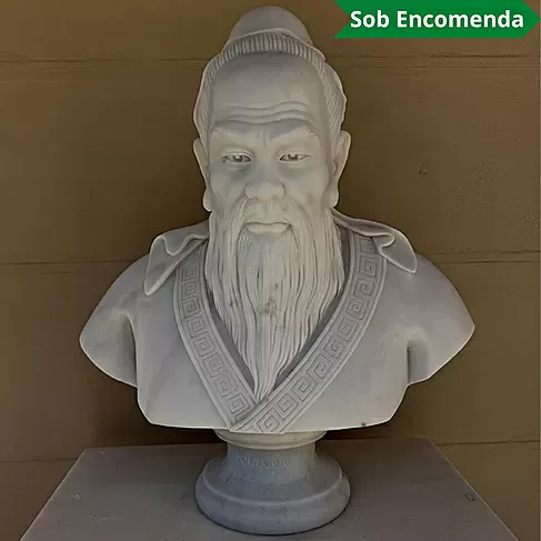 imagem de Busto Confúcio em Mármore Branco 75cm - BMP086
