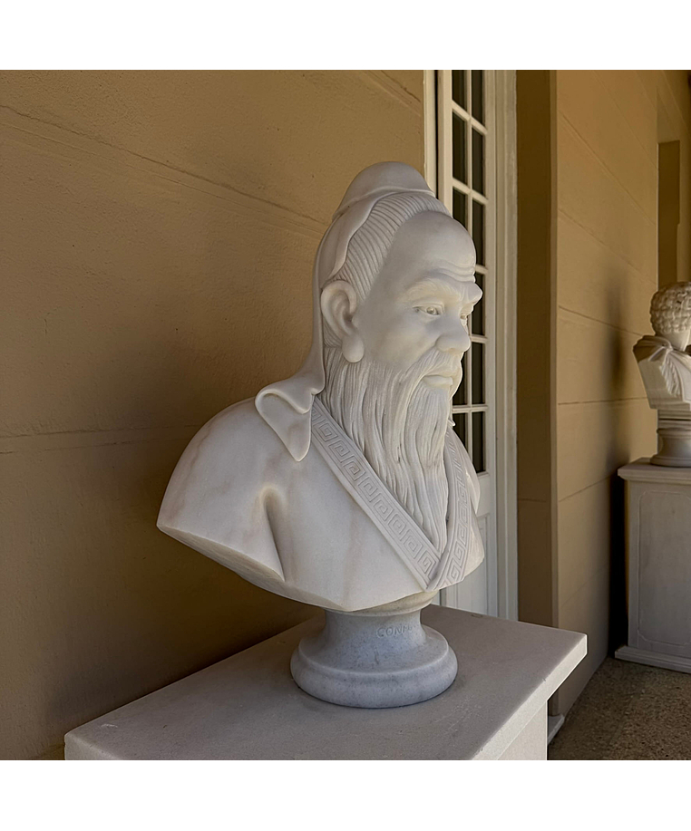 imagem do produto Busto Conf�cio em M�rmore Branco 75cm | Escultura Art�stica Monumental - BMP086