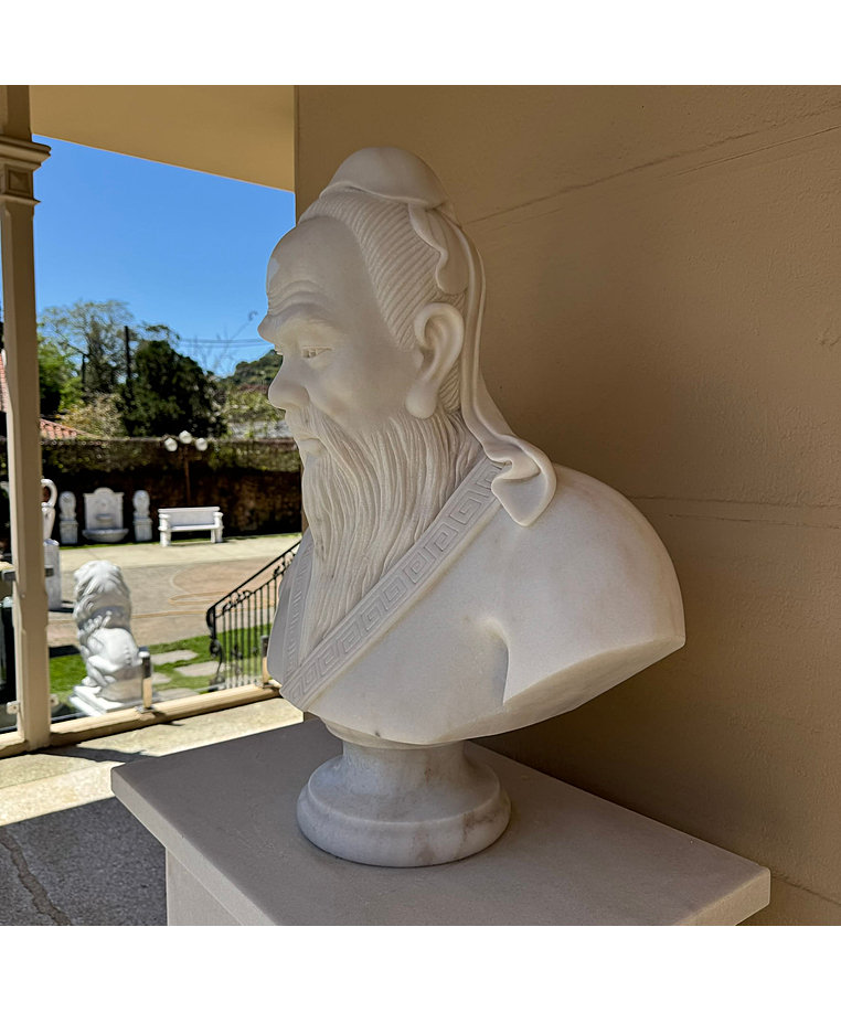 imagem do produto Busto Conf�cio em M�rmore Branco 75cm | Escultura Art�stica Monumental - BMP086