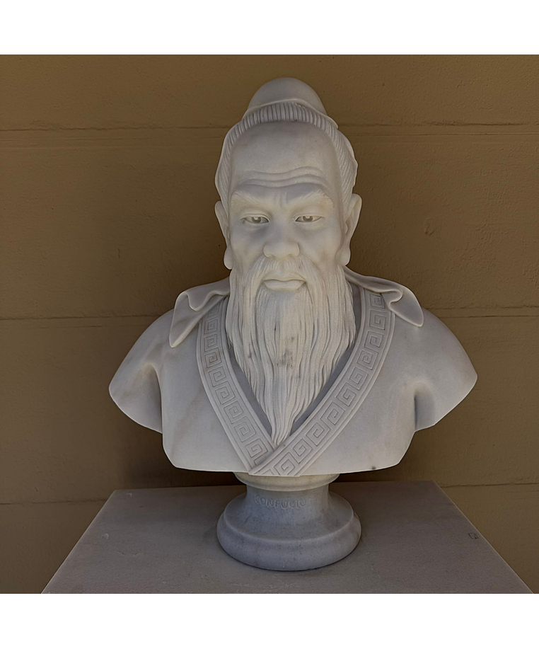 imagem do produto Busto Conf�cio em M�rmore Branco 75cm | Escultura Art�stica Monumental - BMP086