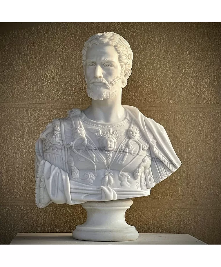 imagem de Busto Cosme I de Médici em Mármore Branco 80cm BMP082 Poder e Renascença