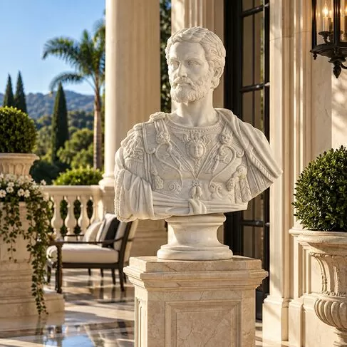 imagem de Busto Cosme I de Médici em Mármore Branco 80cm BMP082 Poder e Renascença