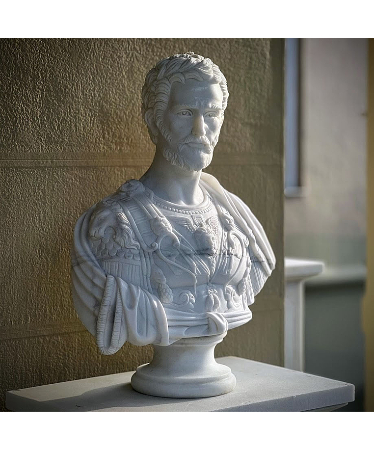 imagem do produto Busto Cosme I de M�dici em M�rmore Branco 80cm BMP082 Poder e Renascen�a