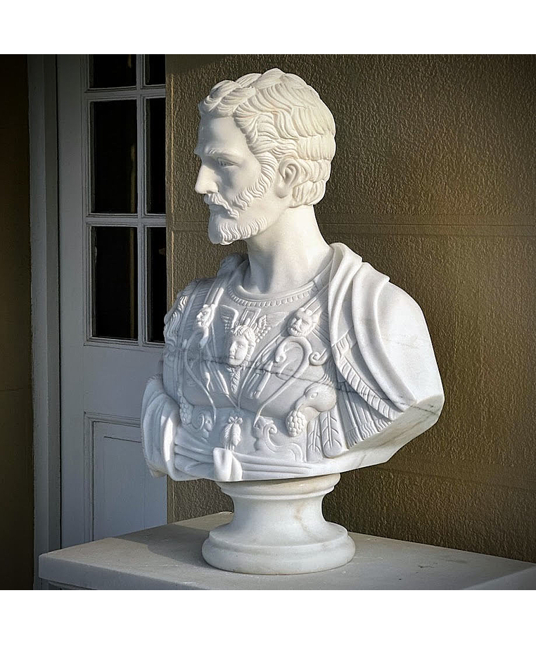 imagem do produto Busto Cosme I de M�dici em M�rmore Branco 80cm BMP082 Poder e Renascen�a