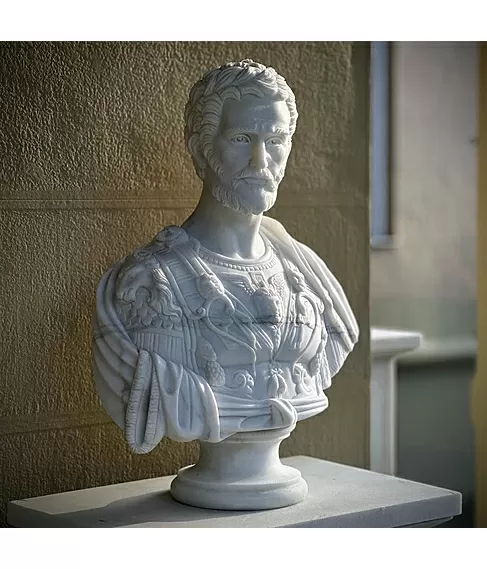 imagem de Busto Cosme I de Médici Mármore Branco 80cm - BMP082