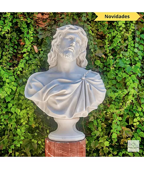 imagem de Busto de Jesus Cristo em Mármore Branco 79cm - BMP061