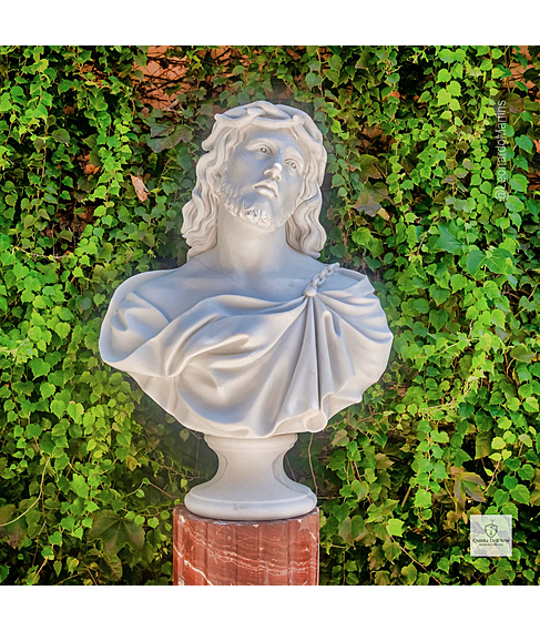 imagem de Busto de Jesus Cristo em Mrmore Branco 79cm - BMP061