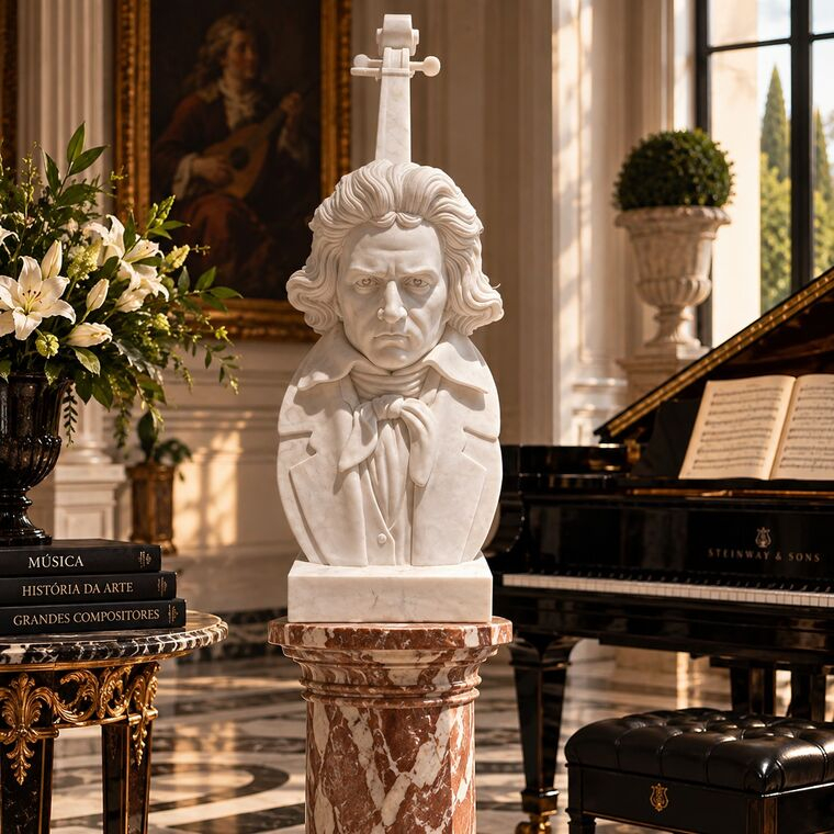 imagem do produto Busto de M�rmore Ludwig Van Beethoven 100cm BMP054