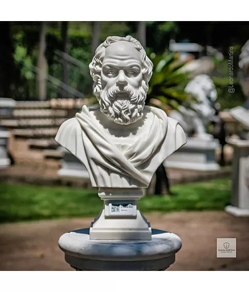 imagem de Busto de Sócrates em Mármore Branco 70cm - BMP051
