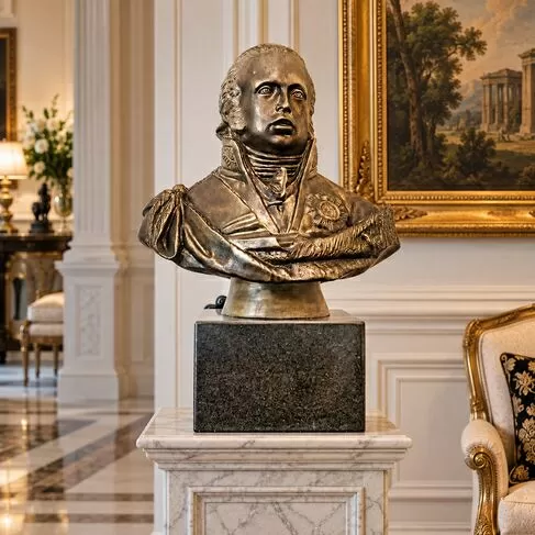 imagem de Busto Dom João VI em Bronze 74cm BBZ047 Escultura Clássica com Base em Mármore